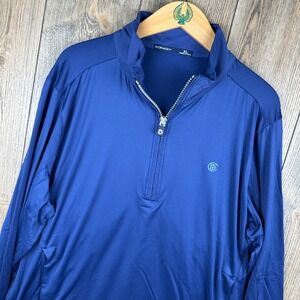 B. Draddy Mens XL Blue Performance Quarter Zip Pullover Golf Long Sleeve Shirt
